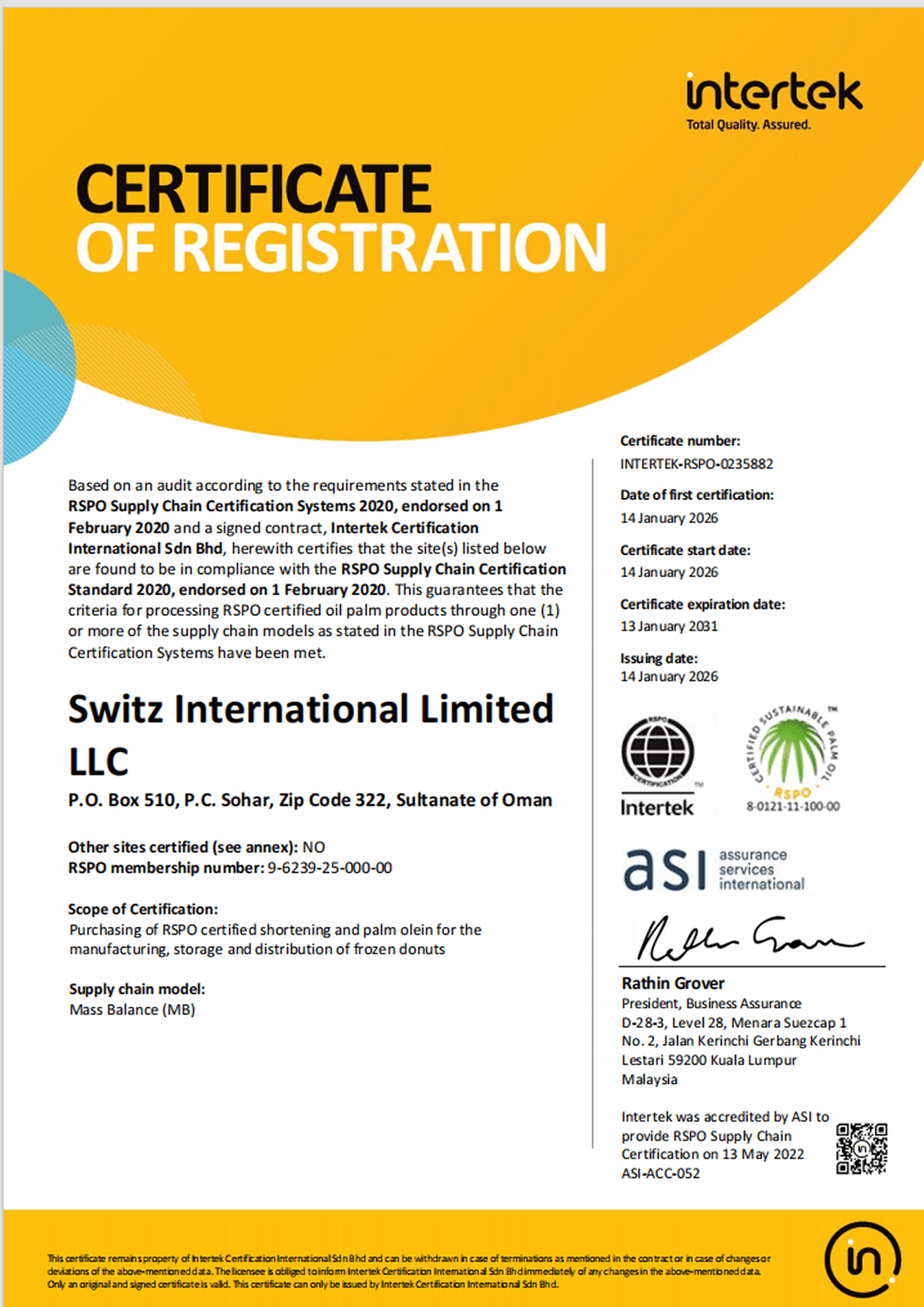 RSPO Certificate_SILL_Sohar